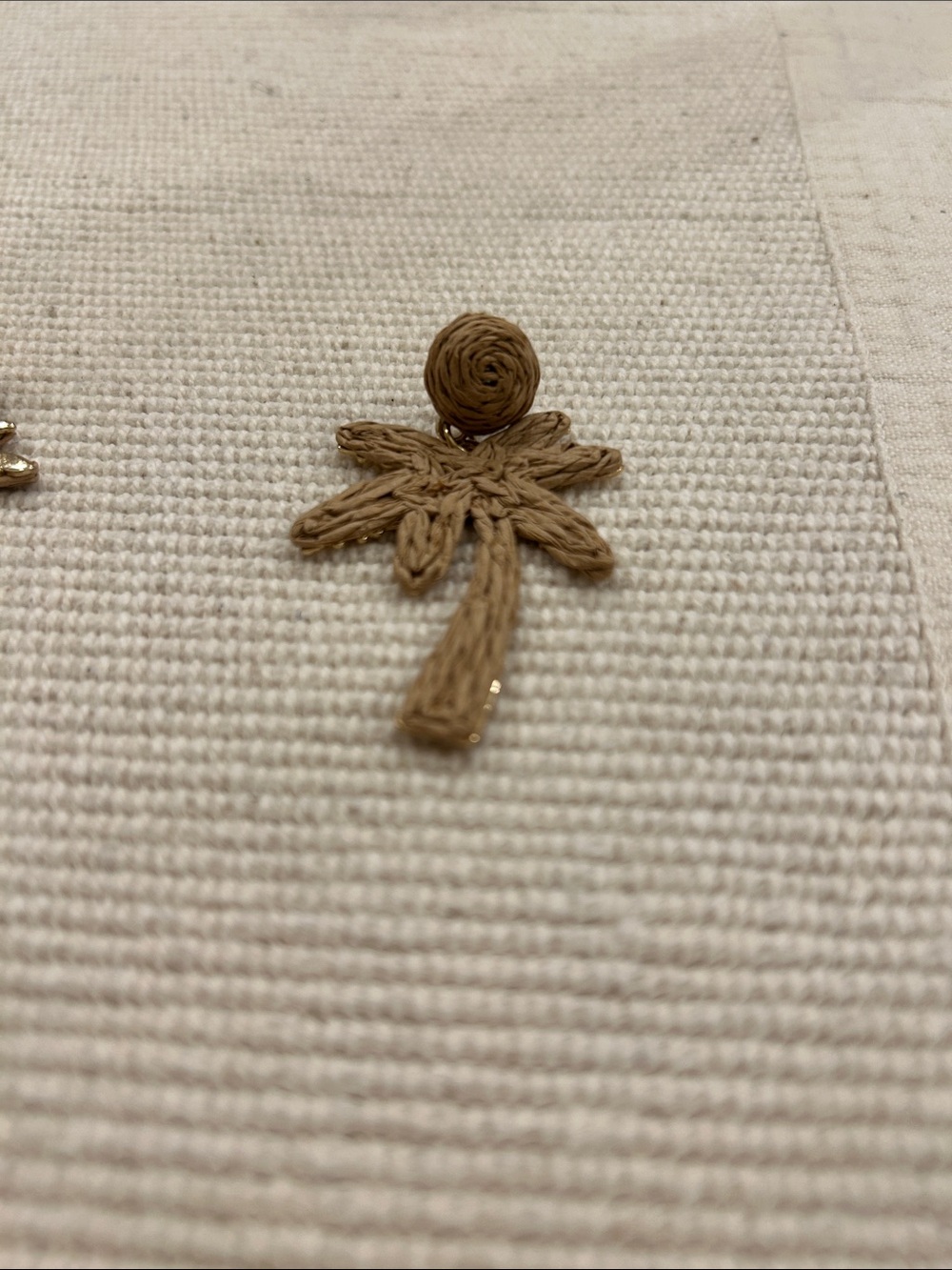 Woven Palm Tree Drop Earrings - Natural Tan - Picture 3 of 5